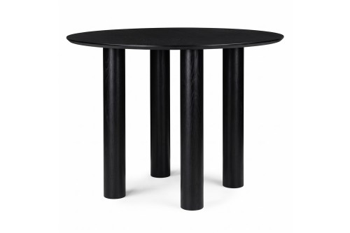 Stół okrągły fornir dębowy 100 cm - czarny