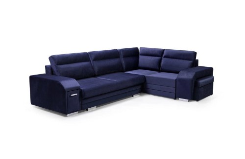 Narożnik z funkcją spania, barkiem i pufą – AMARO