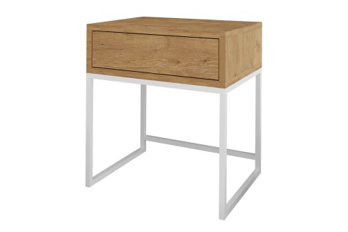 Szafka nocna LOFT - dąb wotan / biały