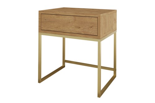Szafka nocna LOFT - dąb wotan / złoty