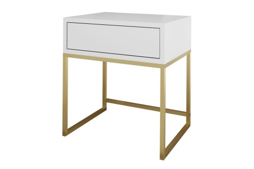 Szafka nocna LOFT - biały mat / złoty