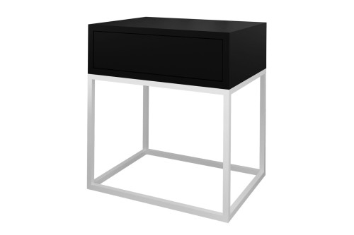 Szafka nocna LOFT II - czarny mat / biały