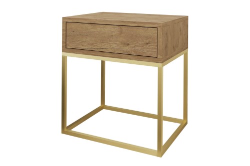 Szafka nocna LOFT II - dąb wotan / złoty