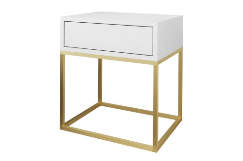Szafka nocna LOFT II - biały mat / złoty