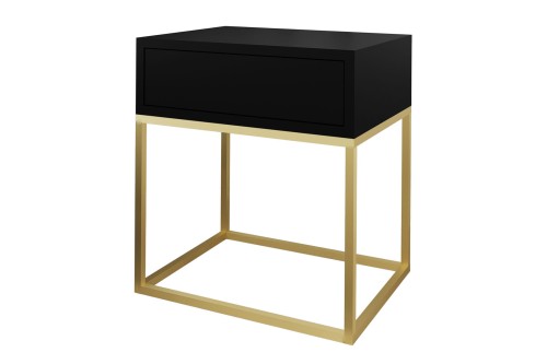 Szafka nocna LOFT II - czarny mat / złoty
