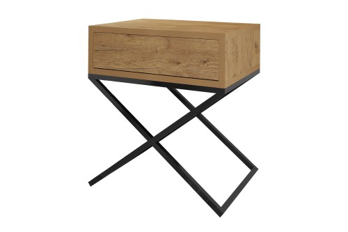 Szafka nocna LOFT X - dąb wotan / czarny