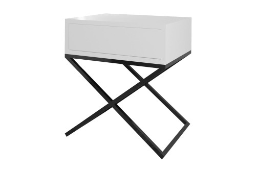 Szafka nocna LOFT X - biały mat / czarny