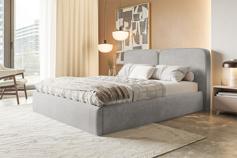 łóżko tapicerowane 90x200 ovelia slim z pojemnikiem