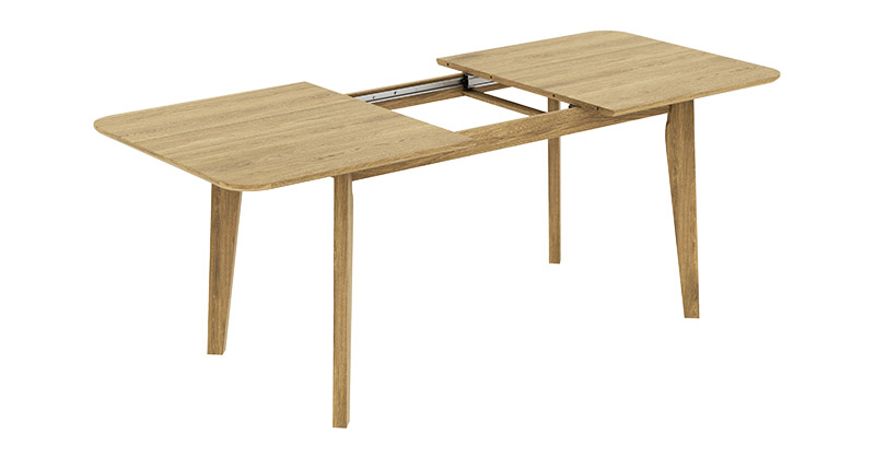 stół rozkładany drewniany artis 90x160/240 - fornir dębowy - rozłożony - prowadnice