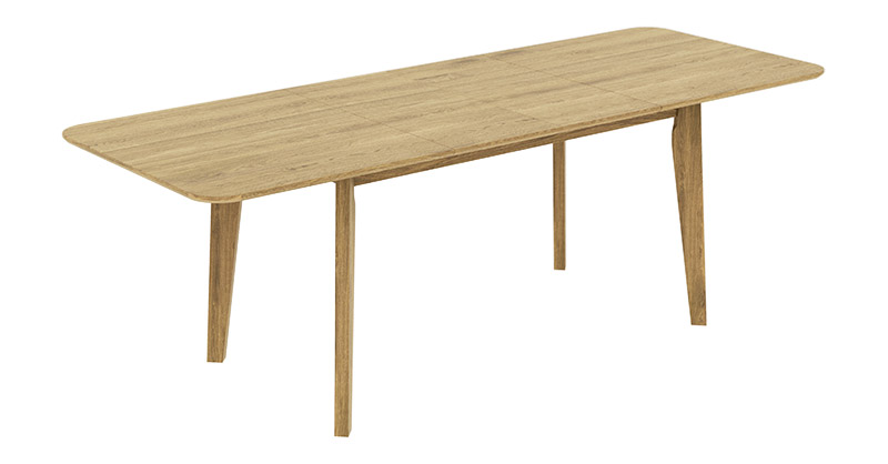 stół rozkładany drewniany artis 90x160/240 - fornir dębowy - rozłożony z wkładką